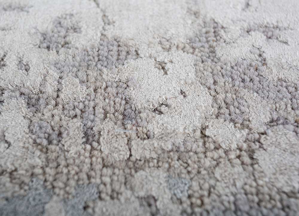 tattvam grey and black wool and bamboo silk hand knotted Rug - CloseUp tattvam grey and black wool and bamboo silk hand knotted Rug - CloseUp